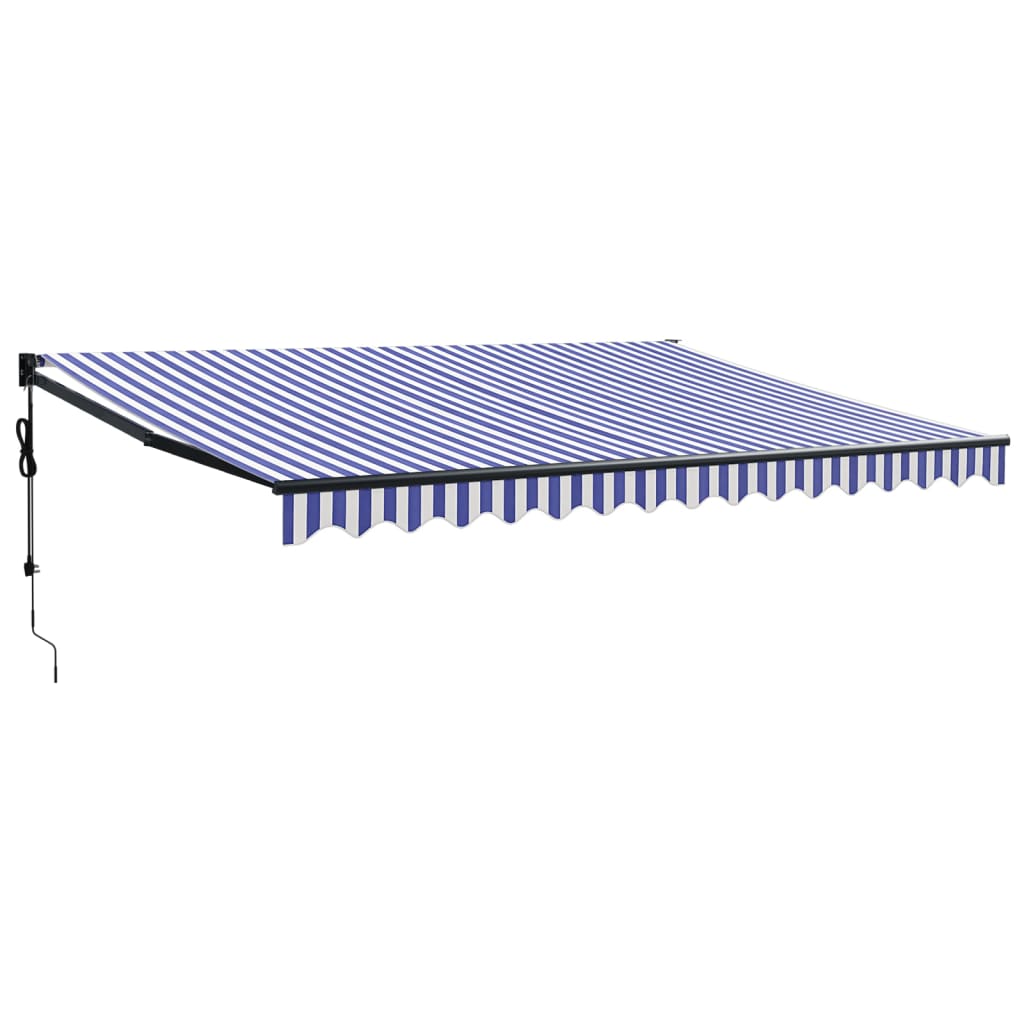 Elektrische Markise mit Kurbel Blau und Weiß 4x3 m
