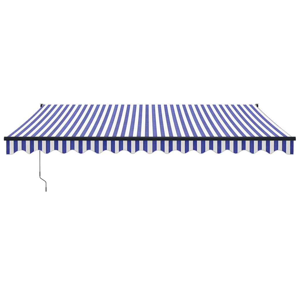 Elektrische Markise mit Kurbel Blau und Weiß 4x3 m