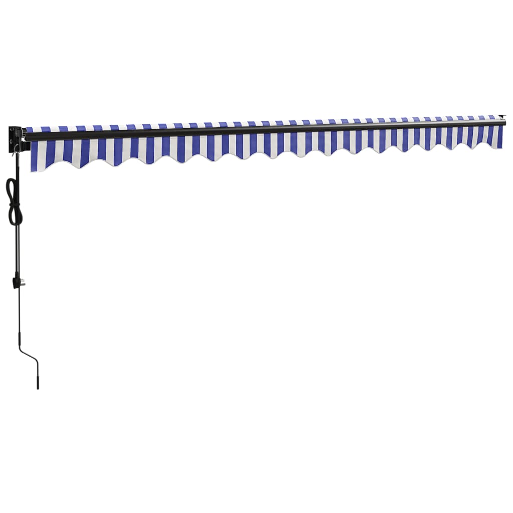 Elektrische Markise mit Kurbel Blau und Weiß 4x3 m