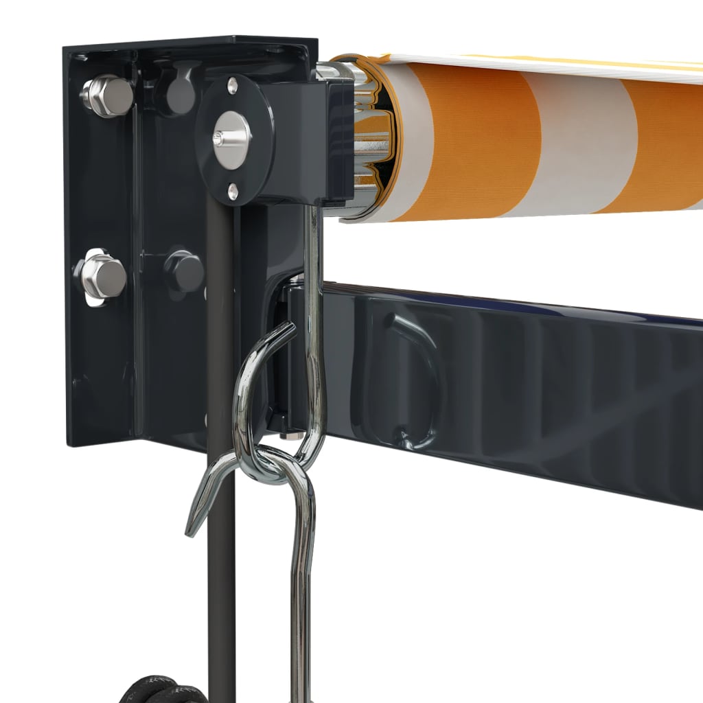 Elektrische Markise mit Kurbel Gelb und Weiß 3,5x2,5 m