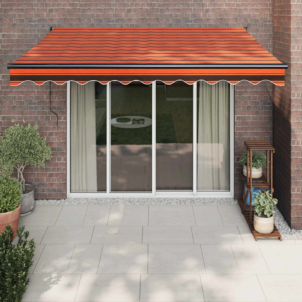 Elektrische Markise mit Kurbel Orange und Braun 3,5x2,5 m