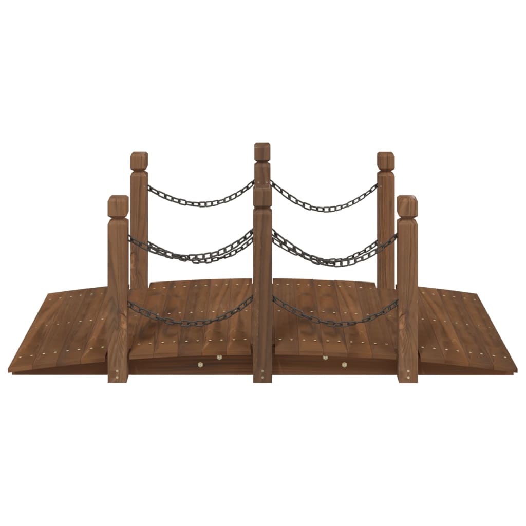 Gartenbrücke mit Kettengeländer 150x67x56 cm Massivholz Fichte
