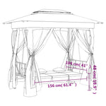 Gartenpavillon mit Hollywoodschaukel Grün Stoff & Stahl