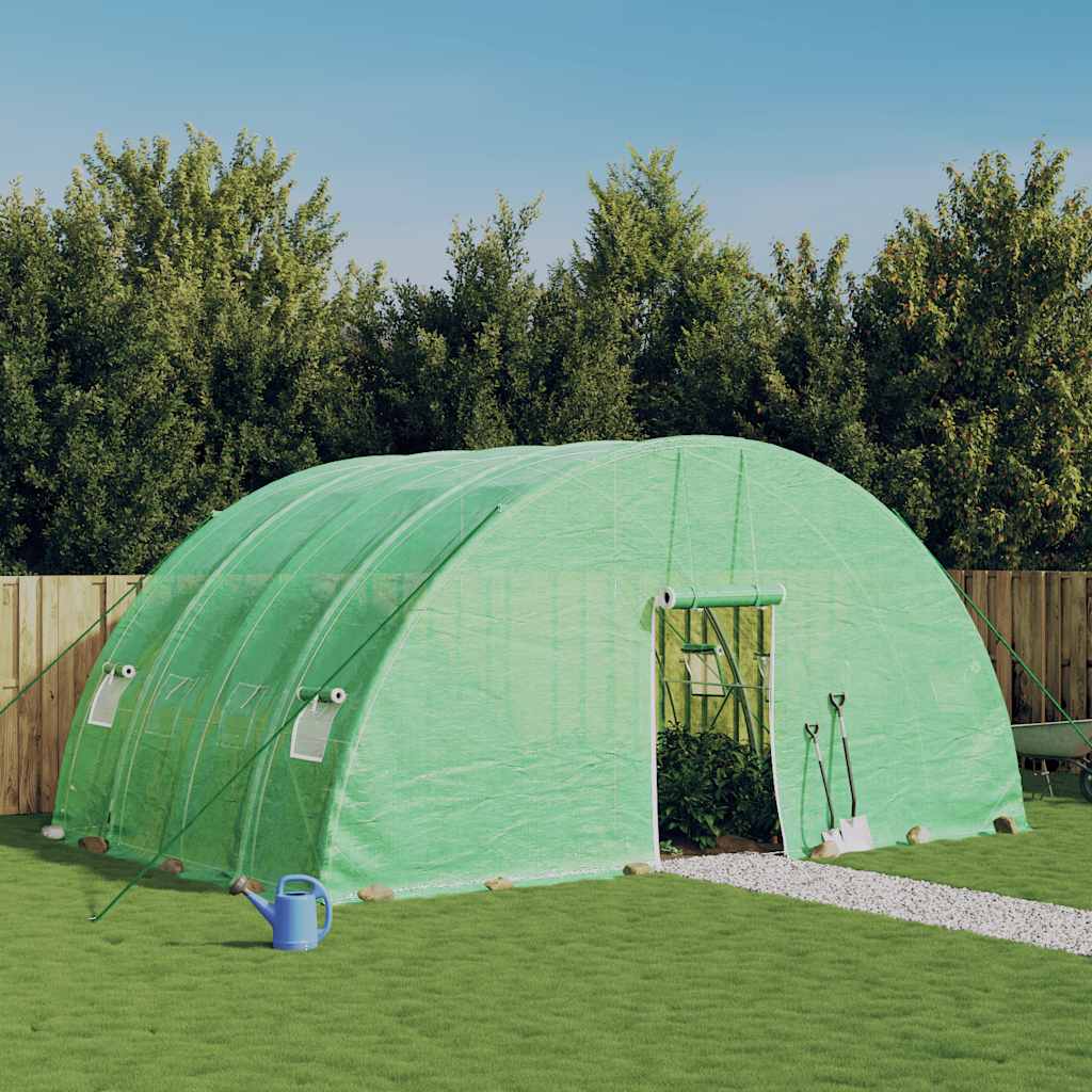 Gewächshaus mit Stahlrahmen Grün 24 m² 6x4x2,85 m