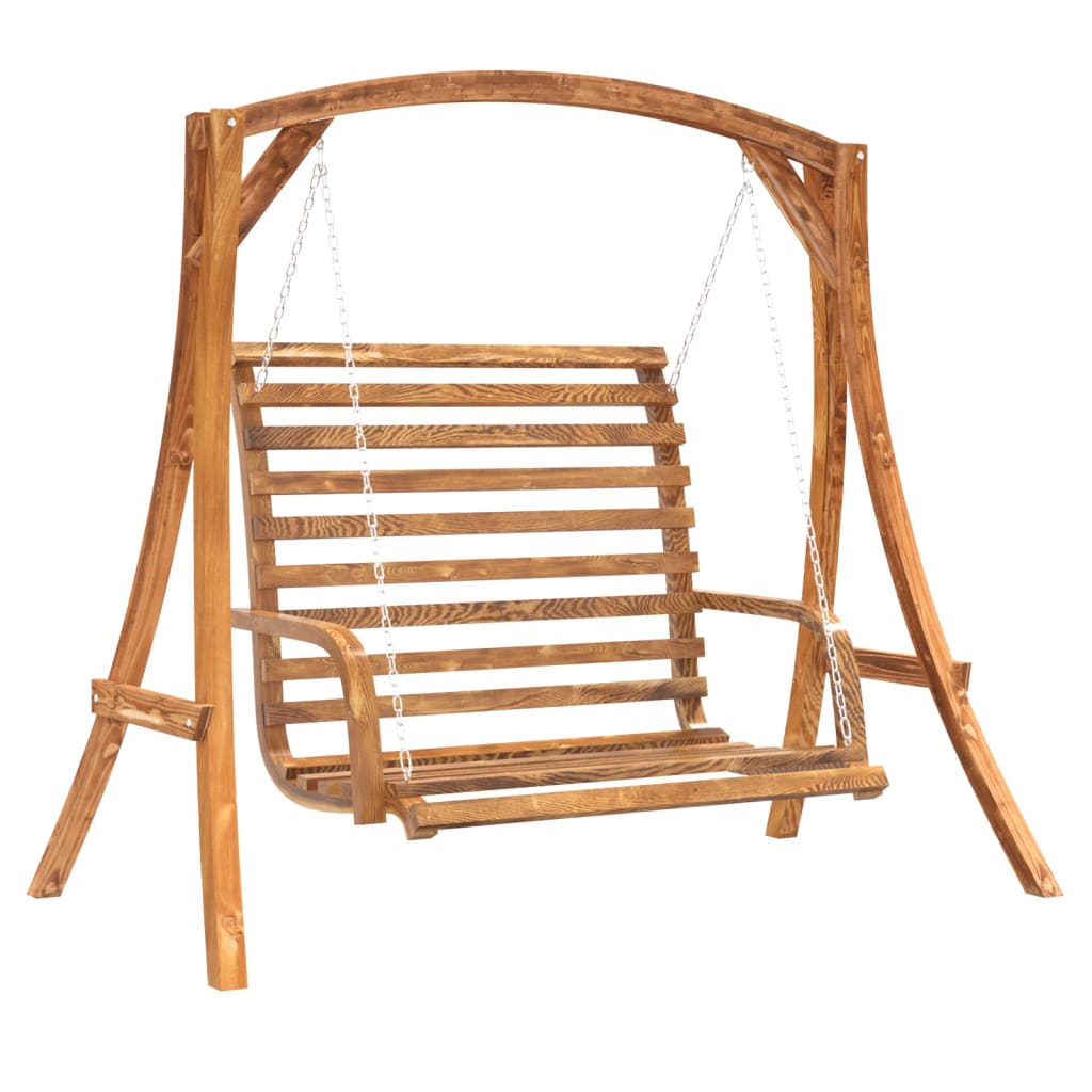 Hollywoodschaukel Massivholz Fichte mit Teak-Finish