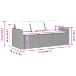Gartensofa mit Kissen 3-Sitzer Grau Poly Rattan