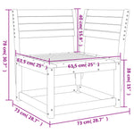 Garten-Ecksofa Weiß 73x73x78 cm Massivholz Kiefer