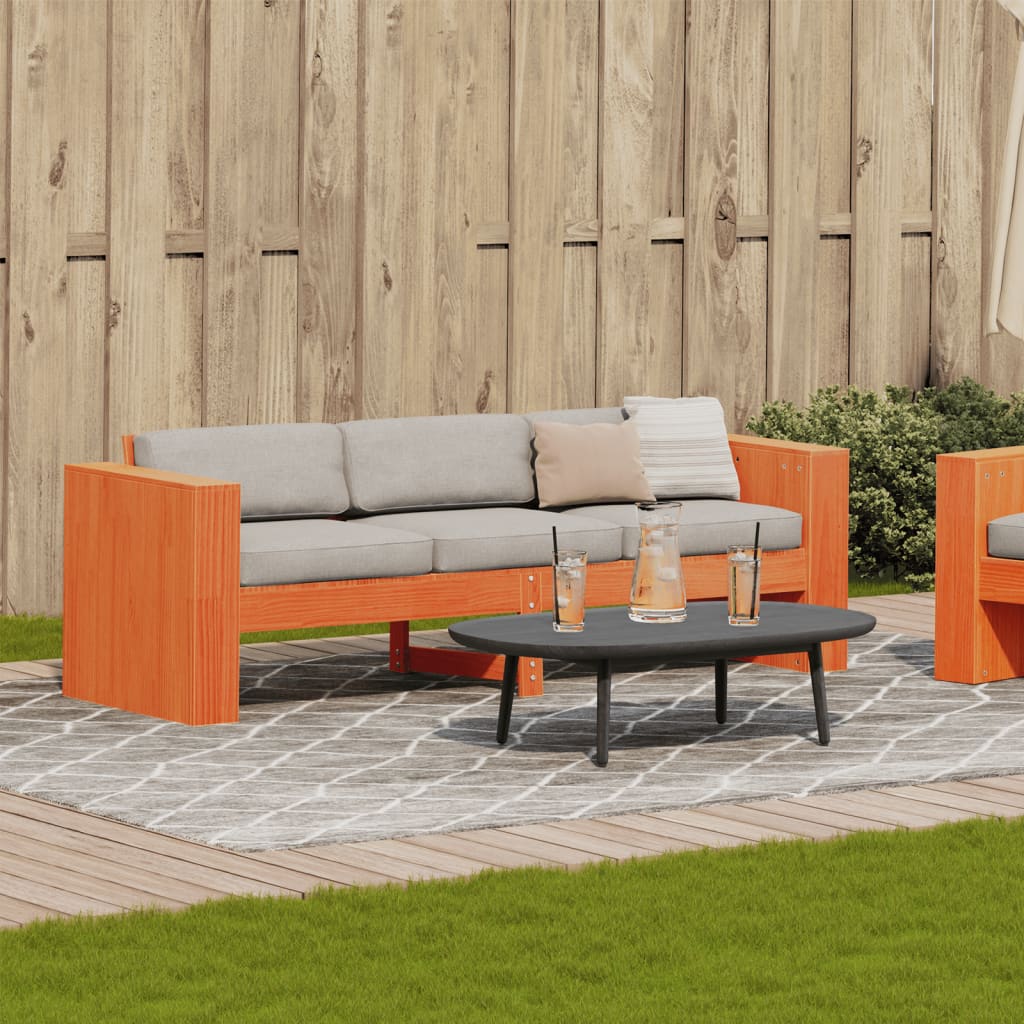 Gartensofa 3-Sitzer Wachsbraun 189x60x62 cm Massivholz Kiefer
