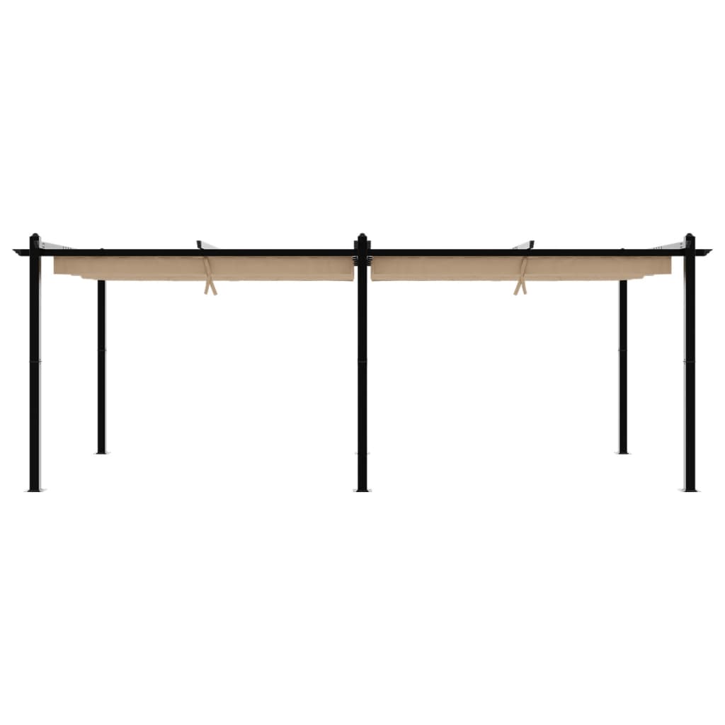Gartenpavillon mit Ausziehbarem Dach Taupe 3x6 m Aluminium