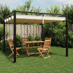 Gartenpavillon mit Ausziehbarem Dach Creme 3x3 m Stahl