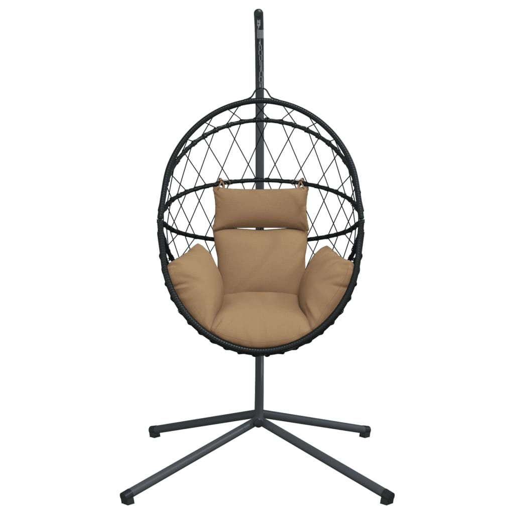 Hängesessel Ei-Design mit Ständer Taupe Rattan und Stahl