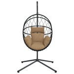Hängesessel Ei-Design mit Ständer Taupe Rattan und Stahl