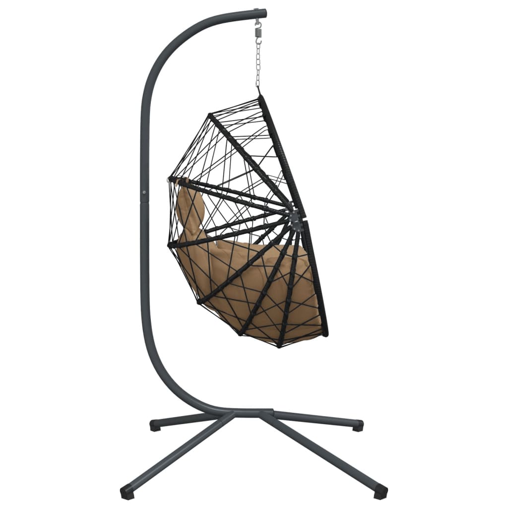Hängesessel Ei-Design mit Ständer Taupe Rattan und Stahl