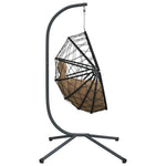 Hängesessel Ei-Design mit Ständer Taupe Rattan und Stahl