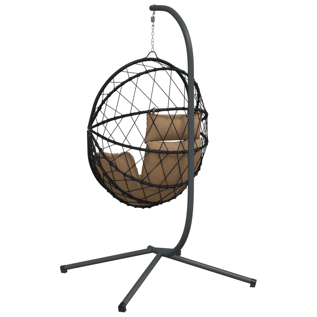 Hängesessel Ei-Design mit Ständer Taupe Rattan und Stahl