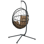 Hängesessel Ei-Design mit Ständer Taupe Rattan und Stahl