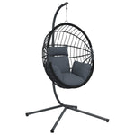 Hängesessel Ei-Design mit Ständer Anthrazit Rattan und Stahl