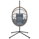 Hängesessel Ei-Design mit Ständer Hellgrau Rattan und Stahl