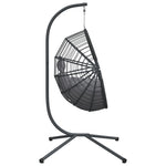Hängesessel Ei-Design mit Ständer Grau Rattan und Stahl