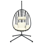 Hängesessel Ei-Design mit Ständer Beige Rattan und Stahl