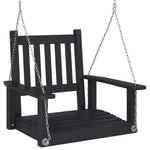 Garten-Hängestuhl mit Metallketten Schwarz Massivholz Tanne