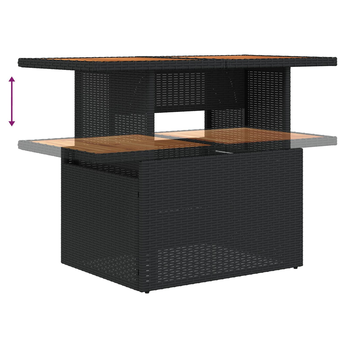 8-teilige Garten Essgruppe mit Kissen Schwarz Poly Rattan Akazie