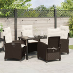 5-teiliges Garten-Essgruppe mit Kissen Braun Poly-Rattan