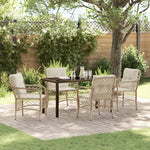 5-teiliges Garten Essgruppe mit Kissen Beige Poly Rattan