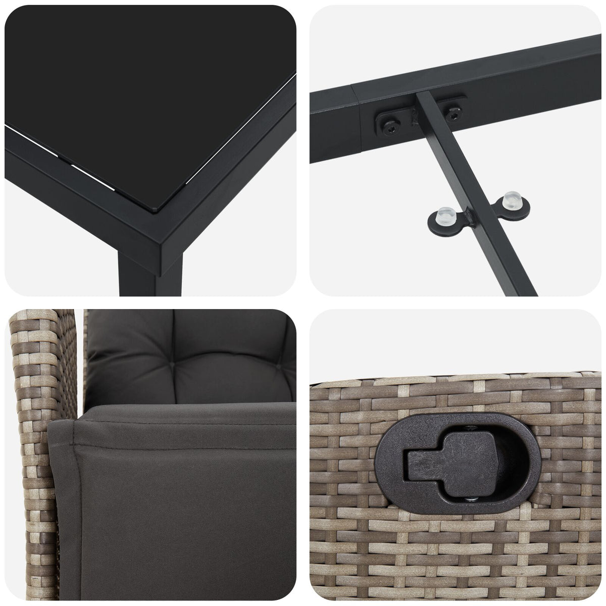 5-teiliges Garten-Essgruppe Grau Poly-Rattan