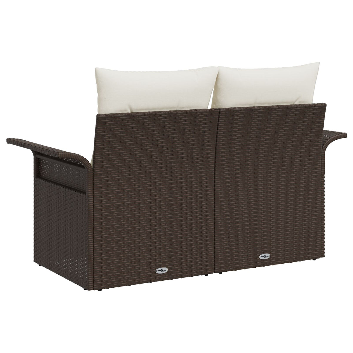 2-Sitzer Gartenbank mit Kissen Braun Poly-Rattan