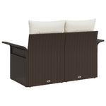 2-Sitzer Gartenbank mit Kissen Braun Poly-Rattan
