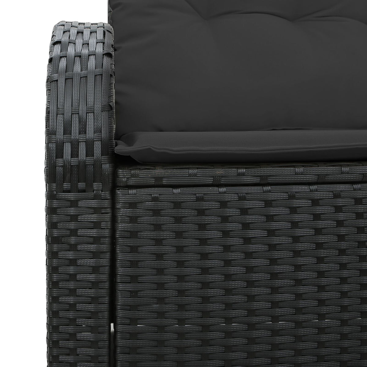 2-Sitzer Garten Sofa mit Stauraum & Kissen Schwarz Poly Rattan