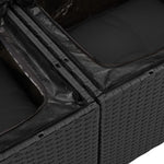 2-Sitzer Gartensofa mit Stauraum & Kissen Schwarz Poly Rattan
