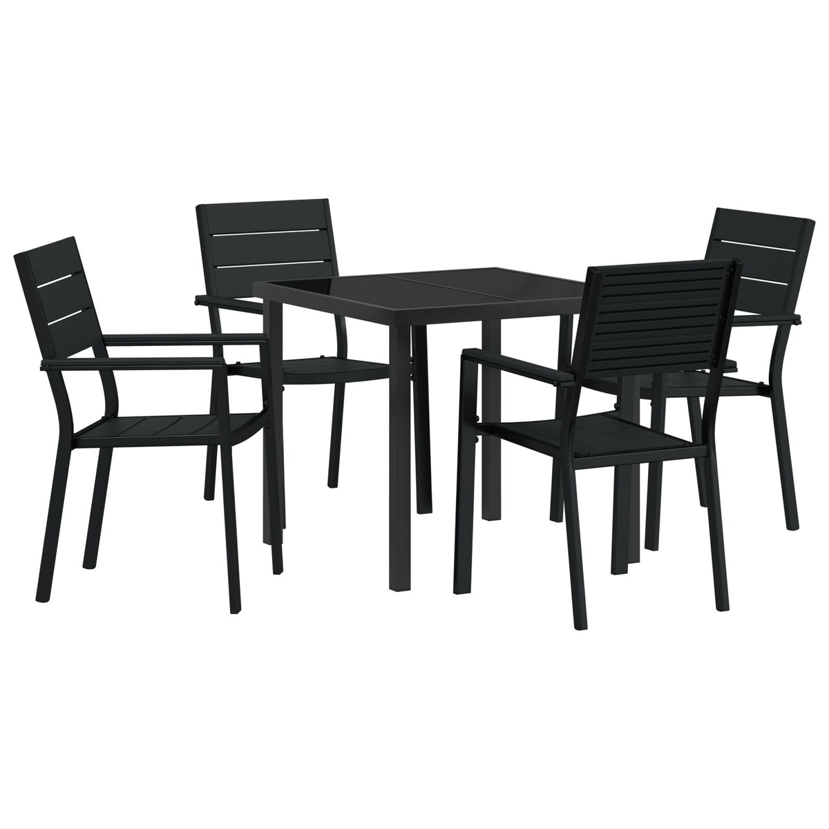5-teilige Garten Essgruppe Schwarz HDPE