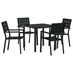5-teilige Garten Essgruppe Schwarz HDPE