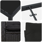 5-teilige Garten-Essgruppe mit Kissen Schwarz Poly-Rattan