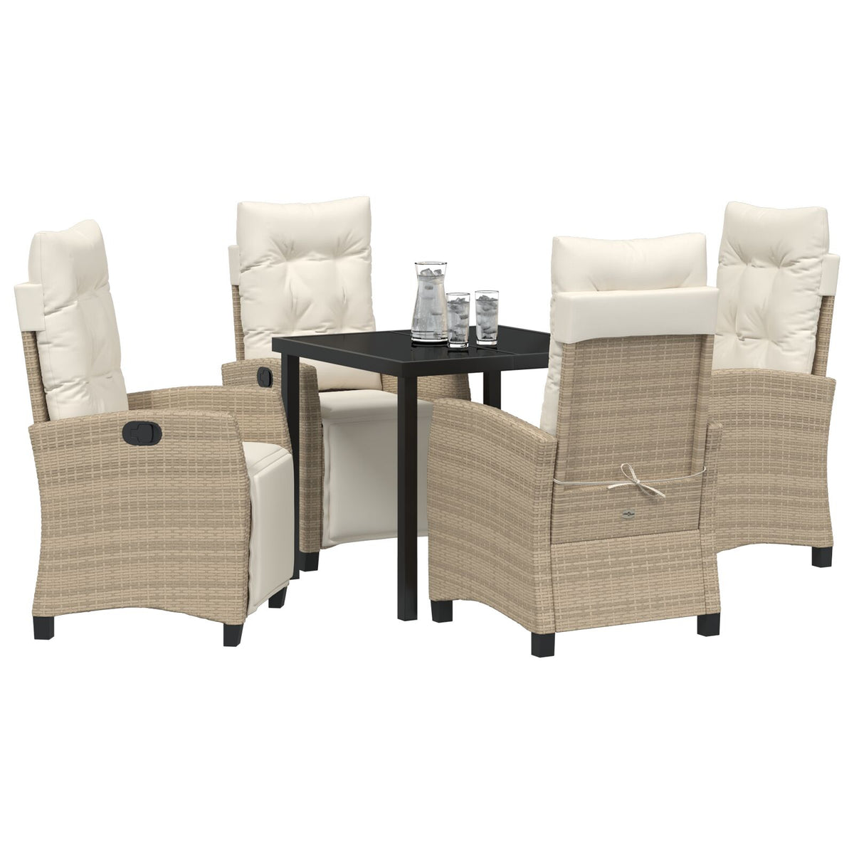 5-teilige Garten-Essgruppe Beige Poly-Rattan