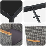 3-teiliges Garten-Essgruppen-Set Graues Poly-Rattan