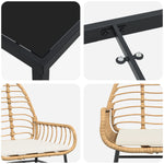 7-tlg. Garten-Essgruppe mit Kissen in Braun Poly-Rattan