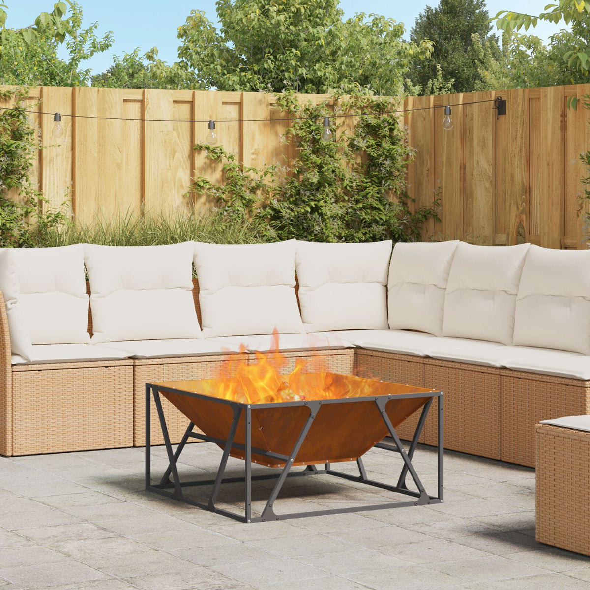 Feuerstelle Quadrat 80x80x40 cm Wetterstahl