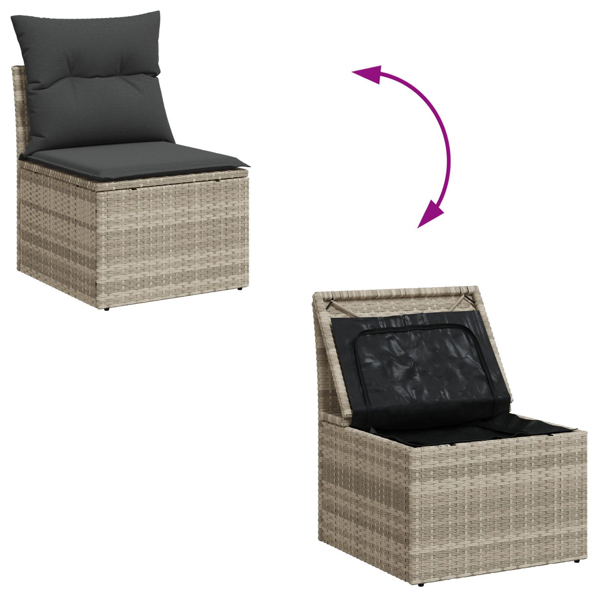 8-teiliges Garten Essaloha mit Kissen Lichtgrau Poly Rattan