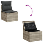 8-teiliges Garten Essaloha mit Kissen Lichtgrau Poly Rattan