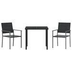 3-teiliges Garten-Essgruppen-Set Schwarz Poly-Rattan