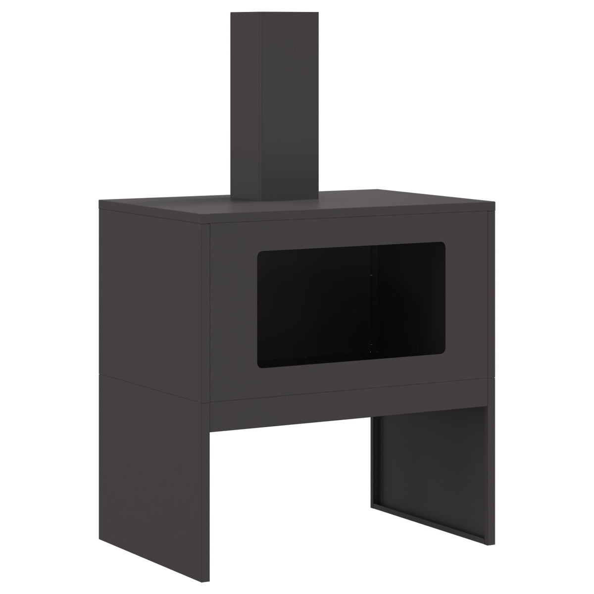 Feuerstelle mit Schornstein Schwarz 60x40x96 cm Stahl