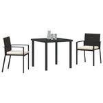 3-teiliges Garten-Essgruppe Schwarz Poly Rattan