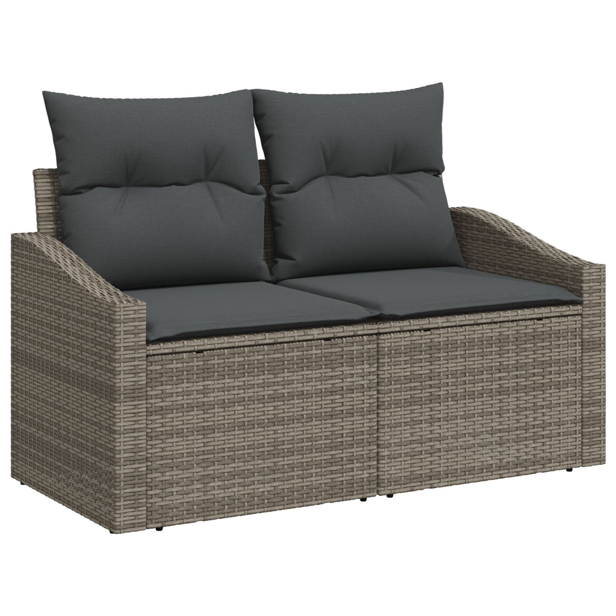 7-teiliges Garten Essset mit Kissen Schwarz Poly Rattan
