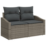 7-teiliges Garten Essset mit Kissen Schwarz Poly Rattan