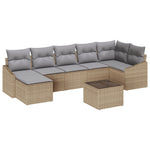 8-teiliges Garten-Essgruppe Set mit Kissen aus schwarzem Poly-Rattan