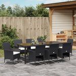9-teilige Garten-Essgruppe Schwarz Poly-Rattan