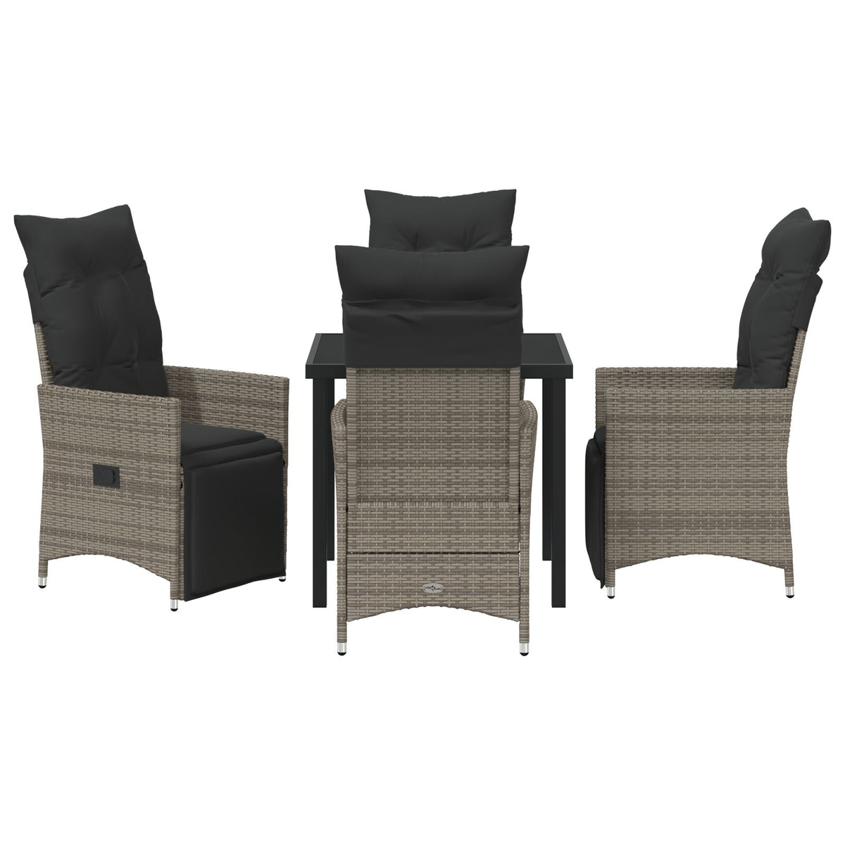 Garten-Essgruppe mit Kissen Grau Poly-Rattan